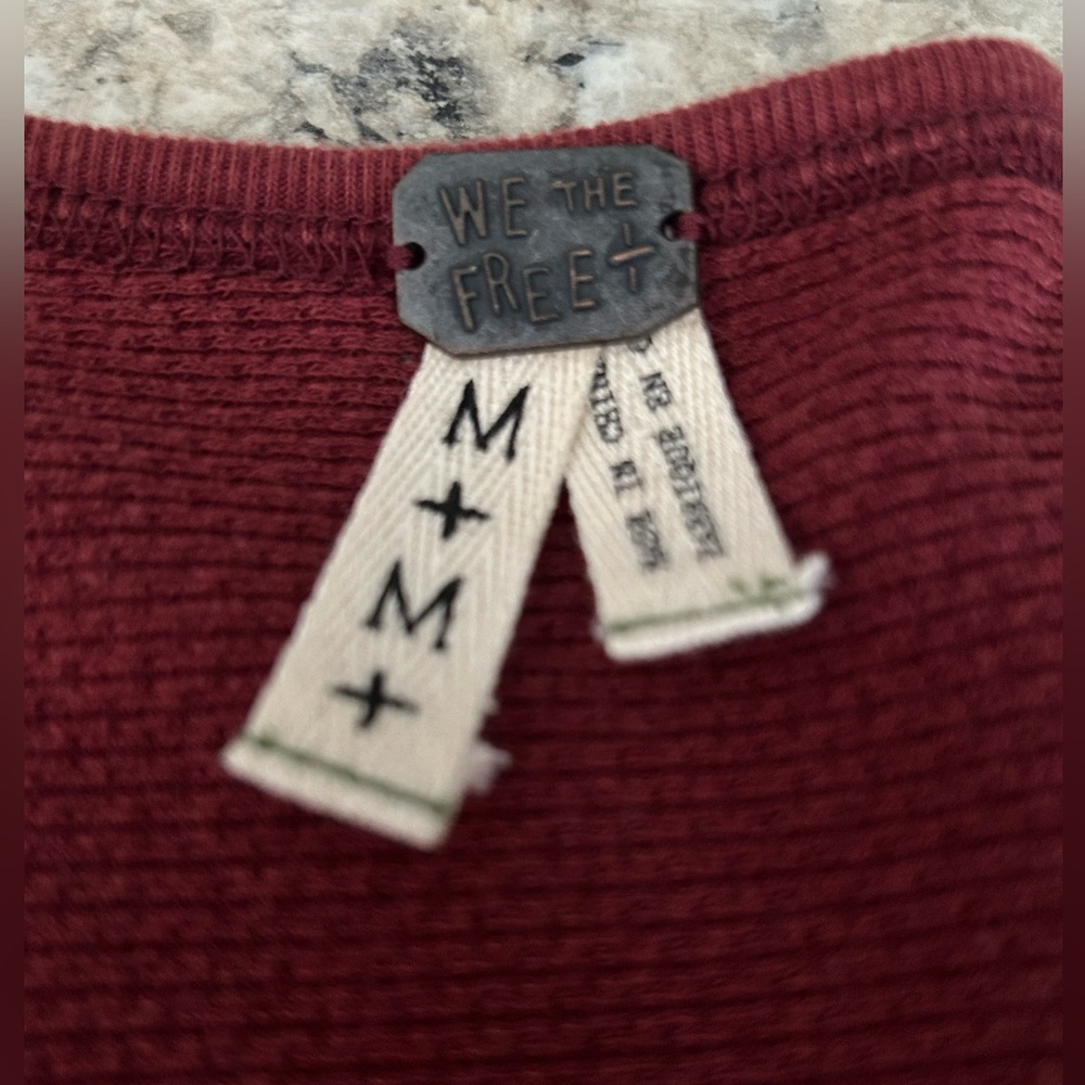 Free People We The Free Sunnie Valley Cuff Thermal Top Boho Maroon Rust Size M - Picture 10 of 14